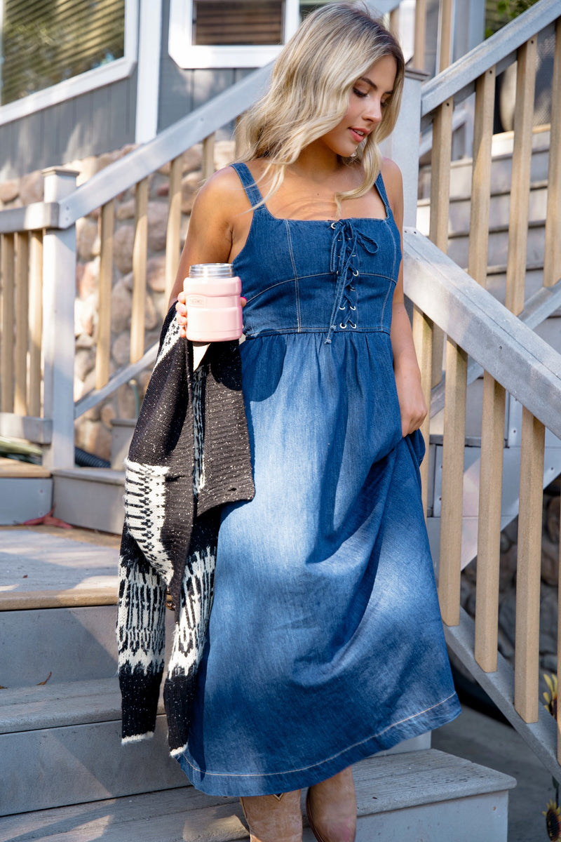 Indigo Grove Sleeveless Denim Dress - Dark Wash