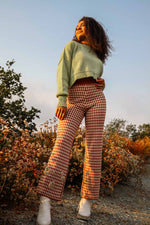 Checkered Knit Pant - Rust/Natural