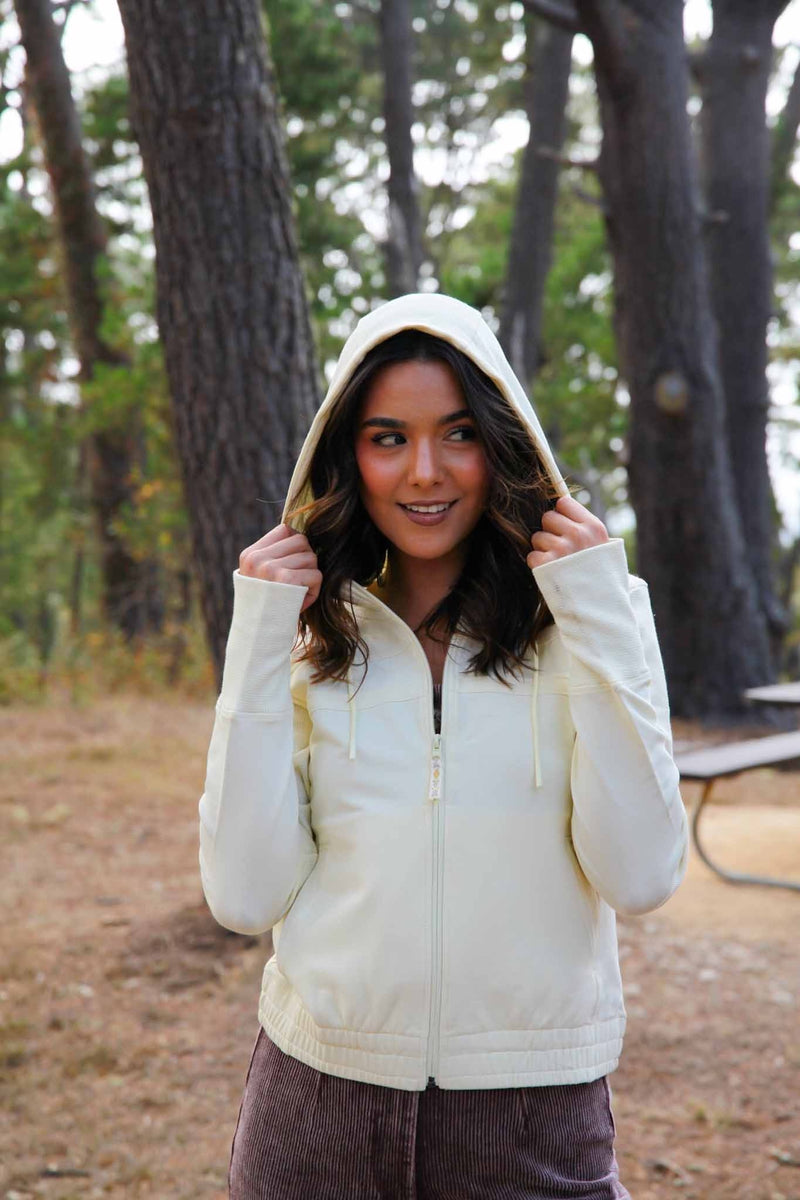 Moonbeam Softec Knit French Terry Sustainable Zip Hoodie- Light Yellow