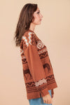 Copper Canyon Crew Neck Western Knit Sweater - Rust