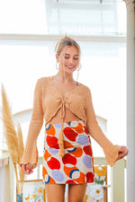 Jolene Crochet Tie Front Crop Top - Tan