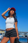 Free To Fly Butterfly Detail Top - Black/White