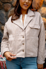 Enchanted Herringbone Pattern Coat - Beige/Cream