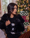 Onyx Opulence Faux Fur Coat - Black