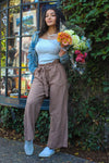 Mocha Tie Waist Wide Leg Pants - Chocolate