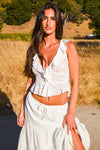 Olivaceous Lace V-Neck Top- White