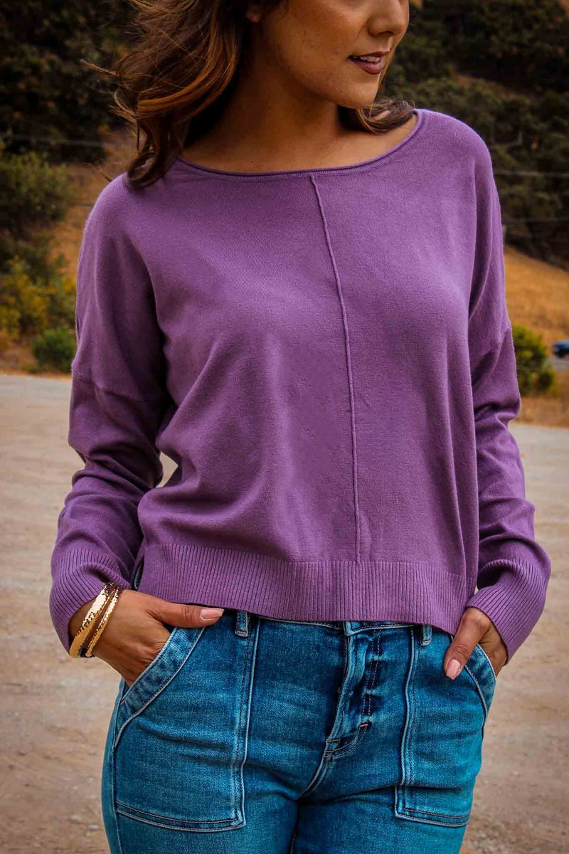 Dreamers Boatneck Cropped Sweater- Açaí