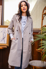 Timeless Talent Double Breasted 3/4 Sleeve Trench Coat -Camel