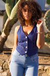 Love Tree Stripe Suit Vest - Navy