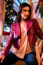 Rouge Muse Faux Leather Crop Jacket - Wine