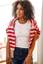 Heart to Heart Embroiderded Heart Tank Top-Ivory/Red