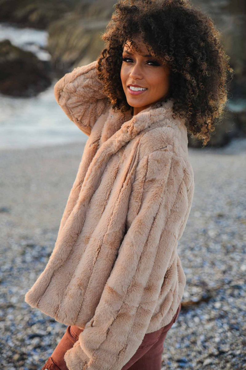 Snickerdoodle Faux Fur Coat - Latte Brown