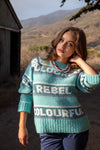 Colourful Rebel Branded Stripe Sweater- Blue