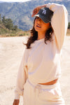 Miles To Go Soft Crew Neck Sweatshirt- Cream