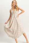 East of Eden Front Bodice Tie Spaghetti Strap Floral Dress - Ivory/Multi