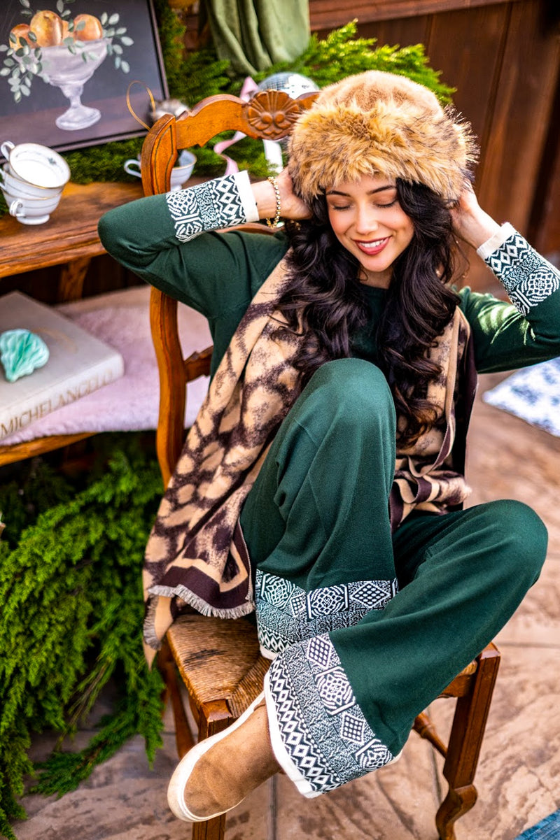Snowfall Soiree Matching Set Nordic Print- Evergreen