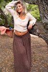 Chocolate Kiss Smocked Waist Floral Maxi Skirt - Mocha