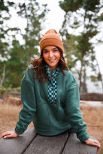 Trailblazer Lofty Fleece Snap Button Jacket Checkered Trim- Green