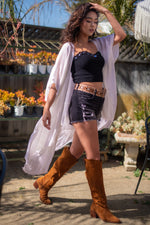 Shells and Spurs Ruffle Detail Kimono - White