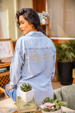 Salty Soul Chambray Button Up Top - Light Wash