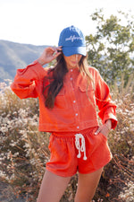 Sweet Clementine Pocket Detail Cropped Shacket - Burnt Orange
