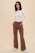 Cargo Crush Denim Utility Pants - Rust