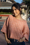 Sweet Cherie Round Neck Short Sleeve Boxy Sweater - Brick