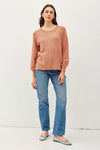 Norah Raglan Sweater Ribbed Hem- Persimmon