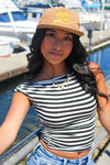 Bare It All Stripe Sleeveless Top - Black/White