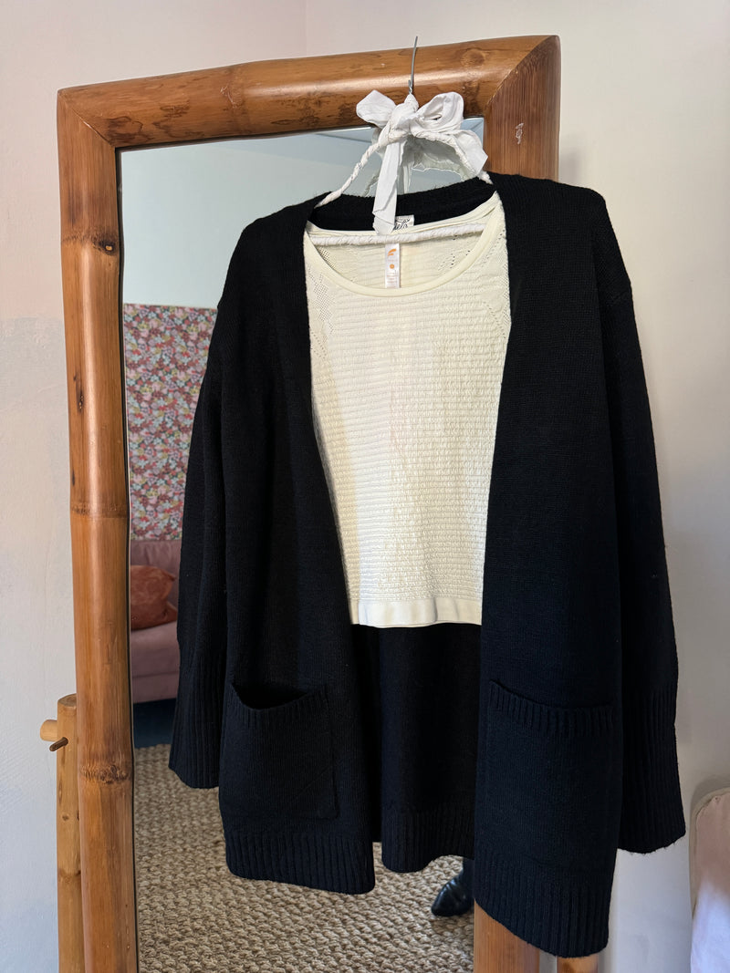 Cielo Open Front Cardigan Sweater- Black