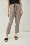 Luna Drawstring Electric Waist Tapered Pants - Earth Gray