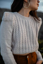 Love in the Air Cable Knit Crop Sweater- Ecru