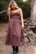Rustic Romance Spaghetti Strap Dress- Chocolate