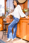 Lindsey Raw Hem Patchwork Denim Jeans - Multi Wash