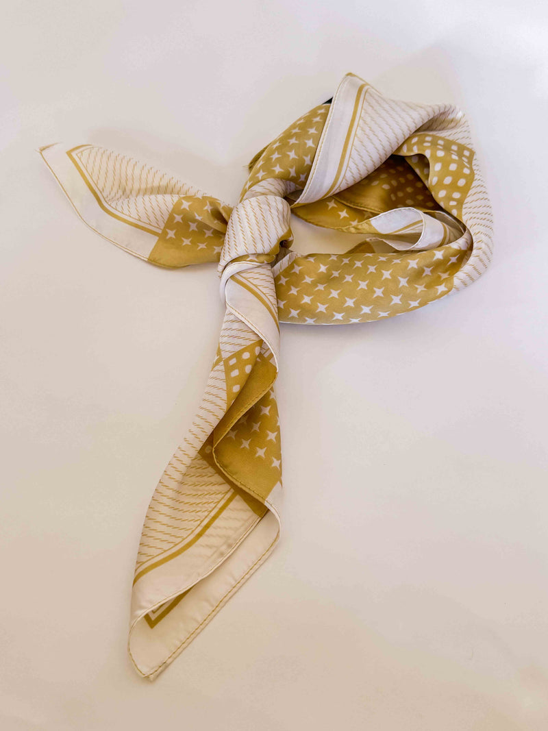 Checkered Multi-Pattern Scarf - Cream/Sand