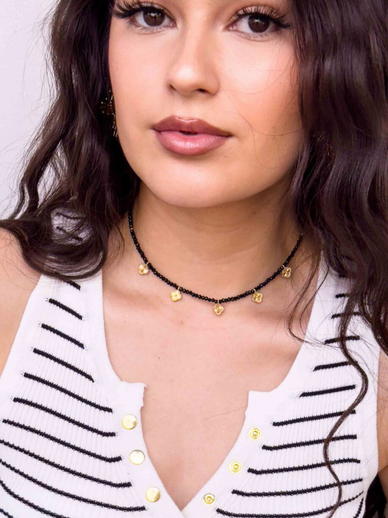 Vivienne Beaded Choker Necklace- Black