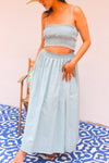 Depths of the Sea Skirt and Smocked Tank Top Set-Tiffany Blue