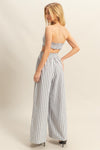 Coastal Cool Stripe Tube Top / Stripe Wide Leg Pant Set- Black/White