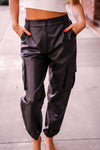 OVI Faux Leather Jogger Pant- Black