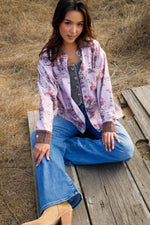 Wild Seed Specialty Floral Jacket W/ Velvety Cuffs + Collar- Chocolate Rose