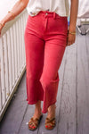 Sienna Cropped Denim Pants- Washed Brick