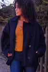 Cozy Cove Batwing Sleeve Teddy Coat - Navy