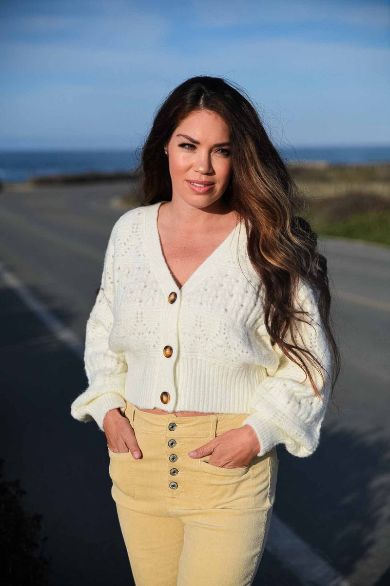 Vanilla Bean Cable Knit Cardigan - Cream