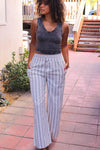 Slice of Heaven Double Band Stripe Wide Leg Linen Pant - Sand/Smoke