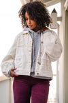 Sweet As Can Be Button Front Shacket Lace + Fleece- Oatmilk