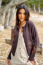 Forest Darling Embroidered Detail Knit Sweater - Chocolate