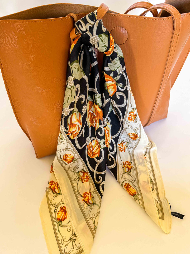 Rose Garden Trellis Scarf - Black/Tangerine