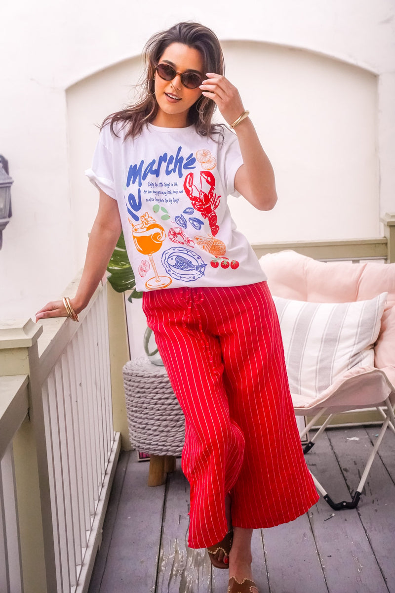 Enjoy The Little Things Graphic Tee-Cream/Multi