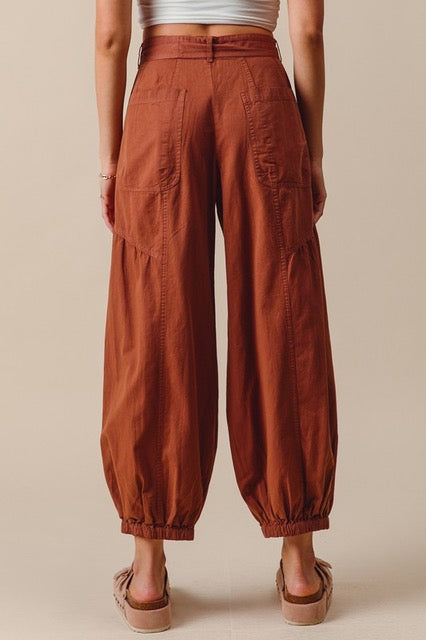 Free Spirit Tie Waist Parachute Pant- Chocolate