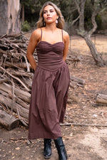 Rustic Romance Spaghetti Strap Dress- Chocolate